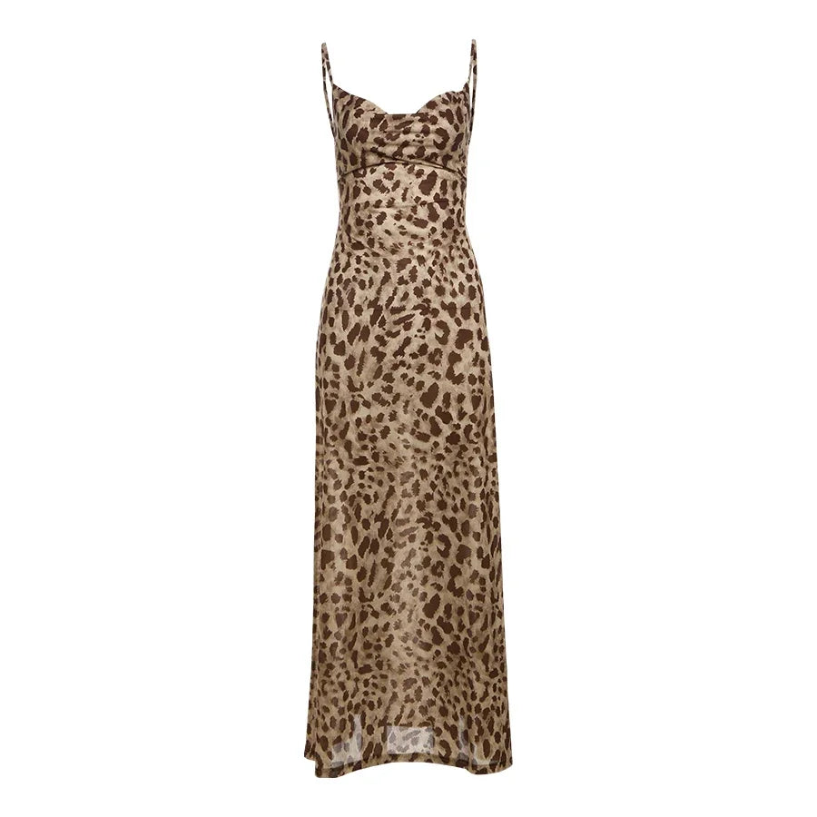 Aura Leopard Print Mini Dress | Sexy Swing Collar Backless Ruffle Summer Vestido