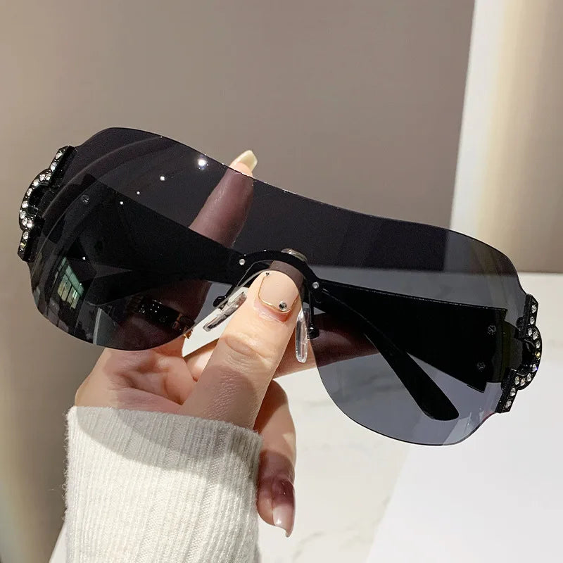 Y2K Integrated Shield Sunglasses | Futuristic Wraparound UV400 Designer Eyewear