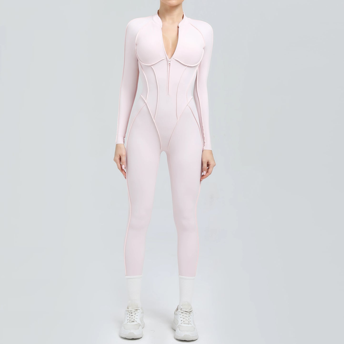 2026 Padded Sculpt-Fit Yoga Jumpsuit | Backless Zipper Gym Workout Bodysuit | Sexy Long-Sleeved Performance Sportswear & Fitness Outfit