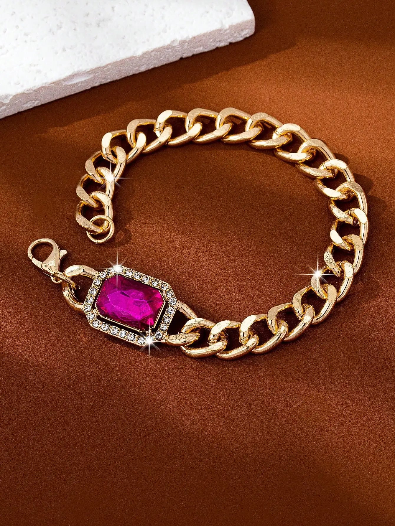 Light Luxury Sparkling Diamond Bracelet | Versatile High-Shine Crystal Link Bangle | Personalized Minimalist Women's Jewelry