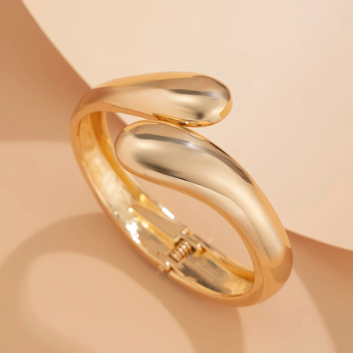 4-Style Liquid Gold "Water Drop" Spring Bangles | Luxury Irregular Geometric Cuff Set