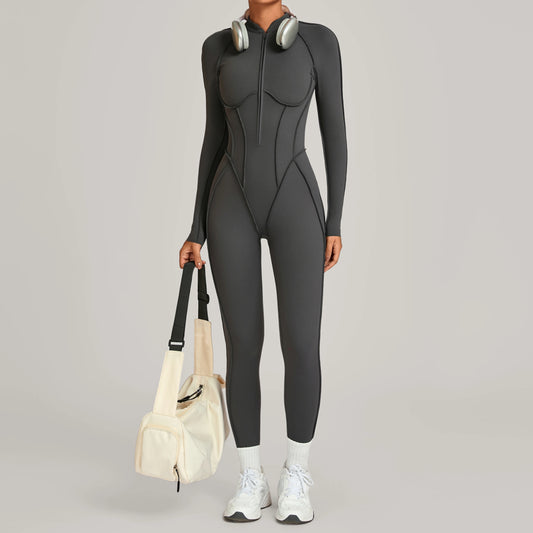 2026 Sculpt-Fit Zipper Yoga Jumpsuit | High-Elasticity Fitness Bodysuit | Sexy One-Piece Gym Tracksuit & Outdoor Sports Romper