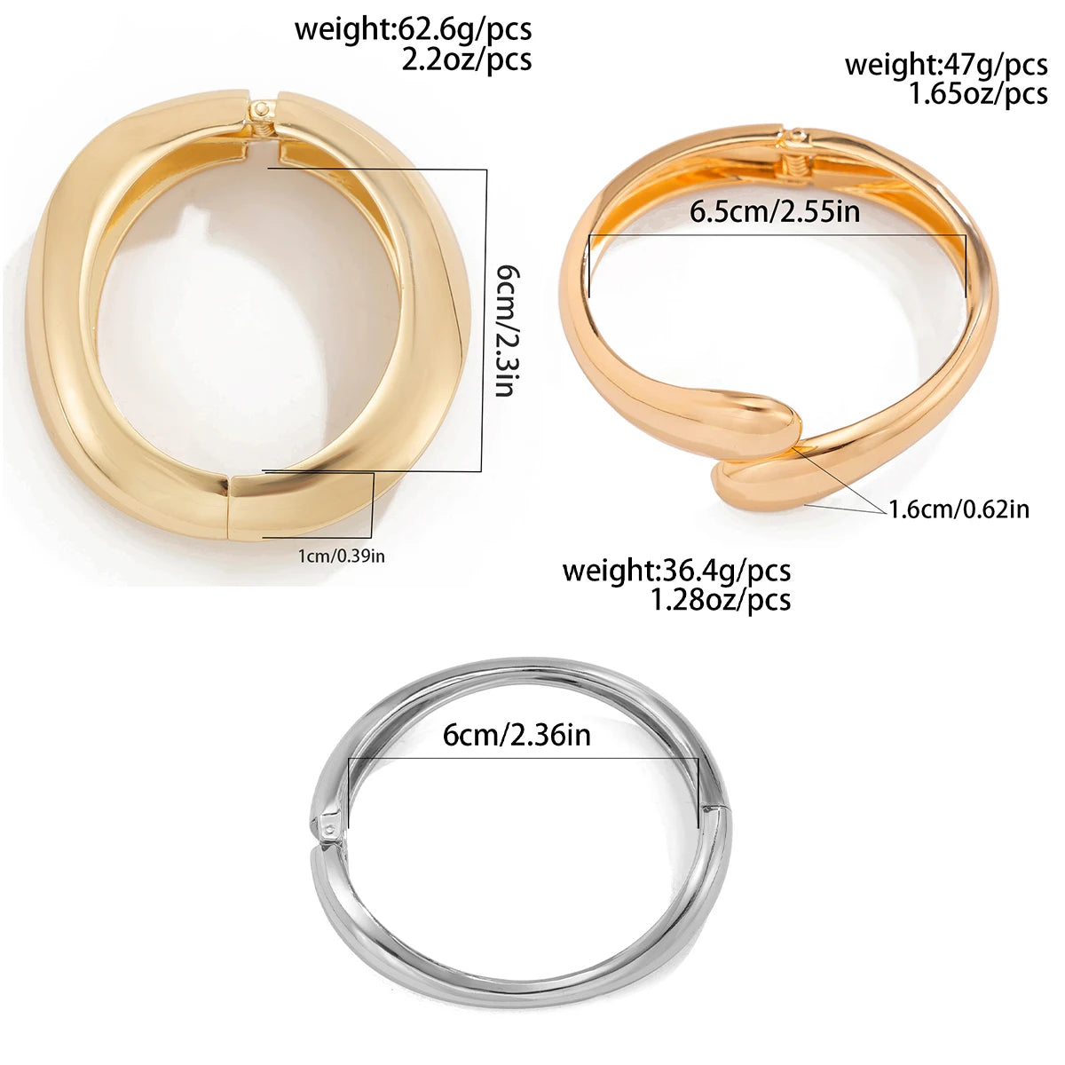 4-Style Liquid Gold "Water Drop" Spring Bangles | Luxury Irregular Geometric Cuff Set