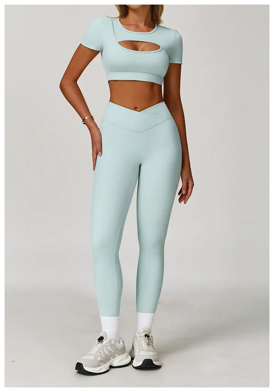 2-Piece Sculpting Yoga Set | High-Waisted Seamless Leggings & Performance Top