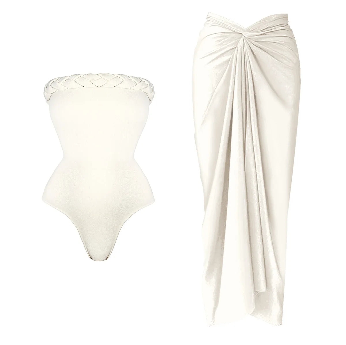 3-Piece Sexy Crochet Bikini Set | Halter Push-Up Swimsuit & Strappy Beachwear Bodysuit