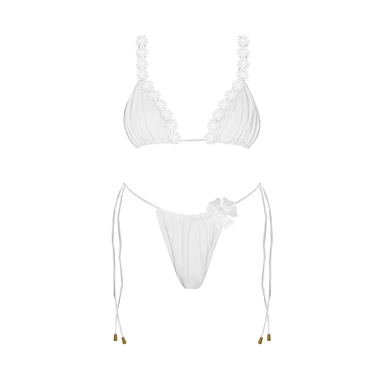 3-Piece 3D Floral Bikini Set | Push-Up Swimsuit with Matching Mesh Cover-Up Skirt