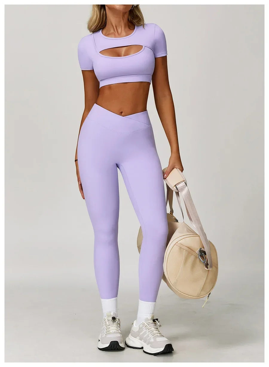 2-Piece Sculpting Yoga Set | High-Waisted Seamless Leggings & Performance Top