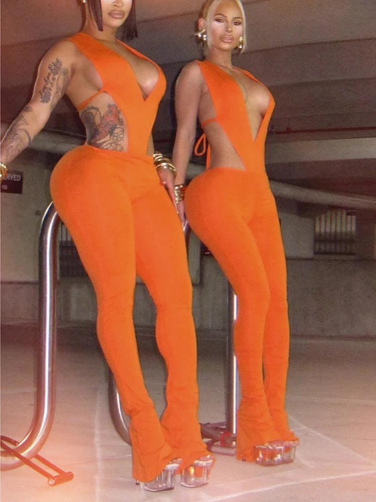 Aura Seamless Hipster Set | Sexy Deep V-Neck Bodysuit & Sleek Leggings 2-Piece Outfits