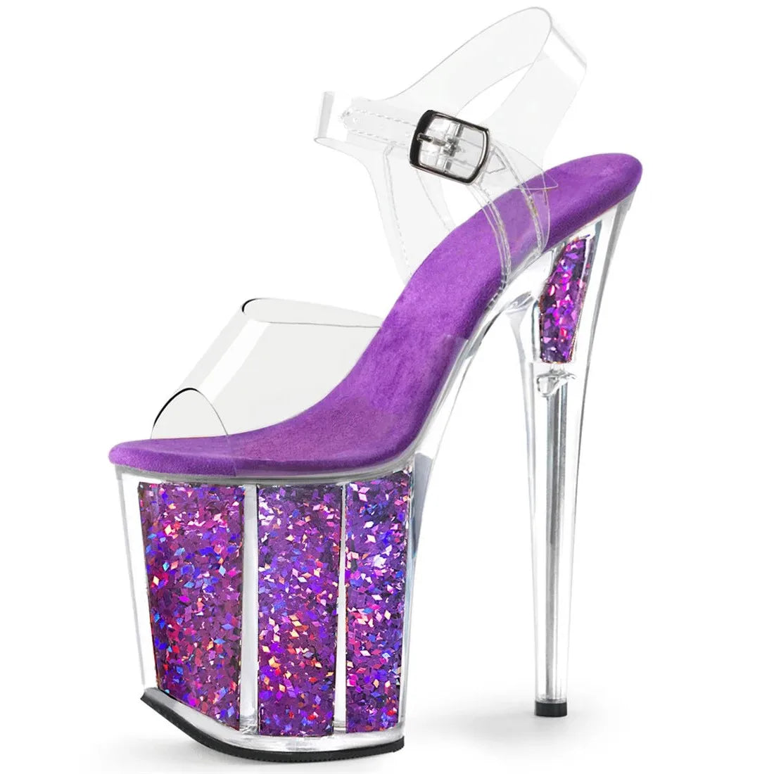 20CM Crystal Sequin Platform Heels | Professional PVC Pole Dance Stilettos