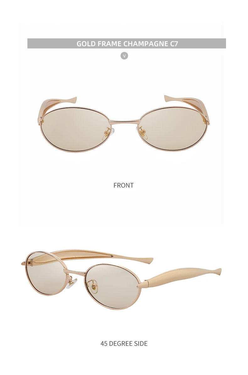 Small Vintage Oval Sunglasses with Metal Frame | 2026 Trendy Traveling Shades