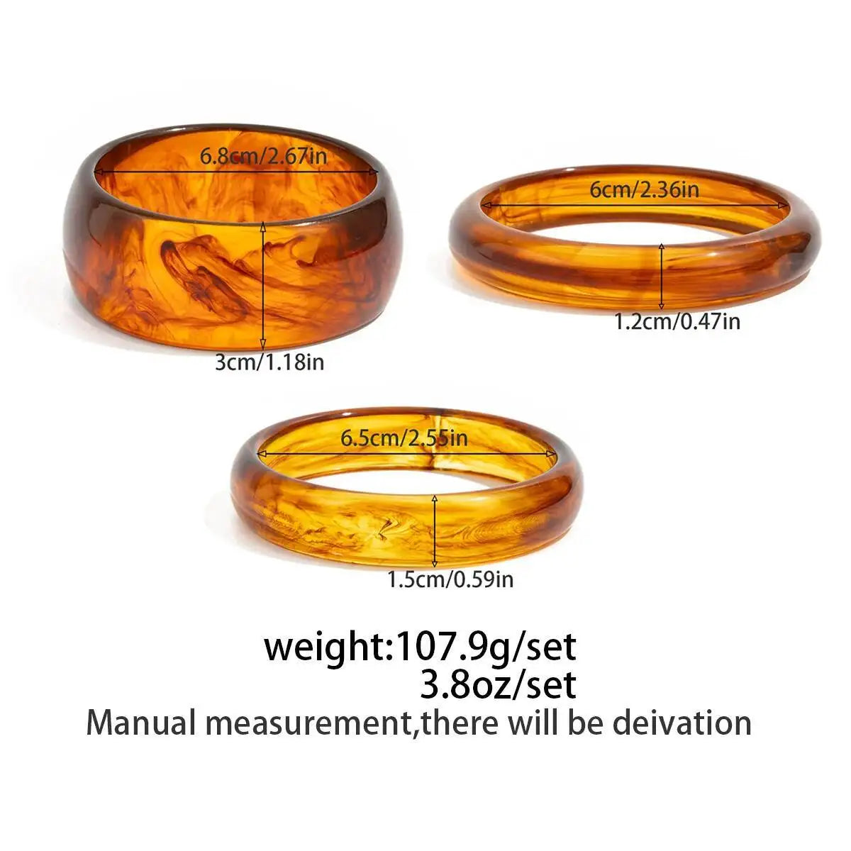 3-Piece "Earth & Ember" Resin Bangle Set | Vintage Boho Stacking Bracelets