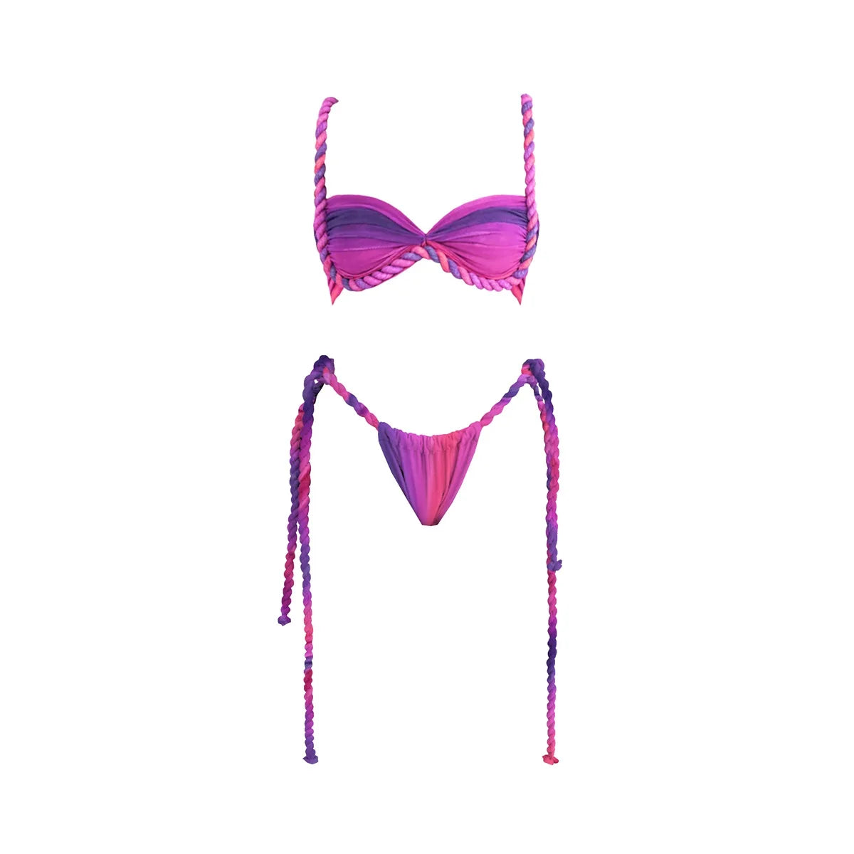 3-Piece Sexy Crochet Bikini Set | Halter Push-Up Swimsuit & Strappy Beachwear Bodysuit