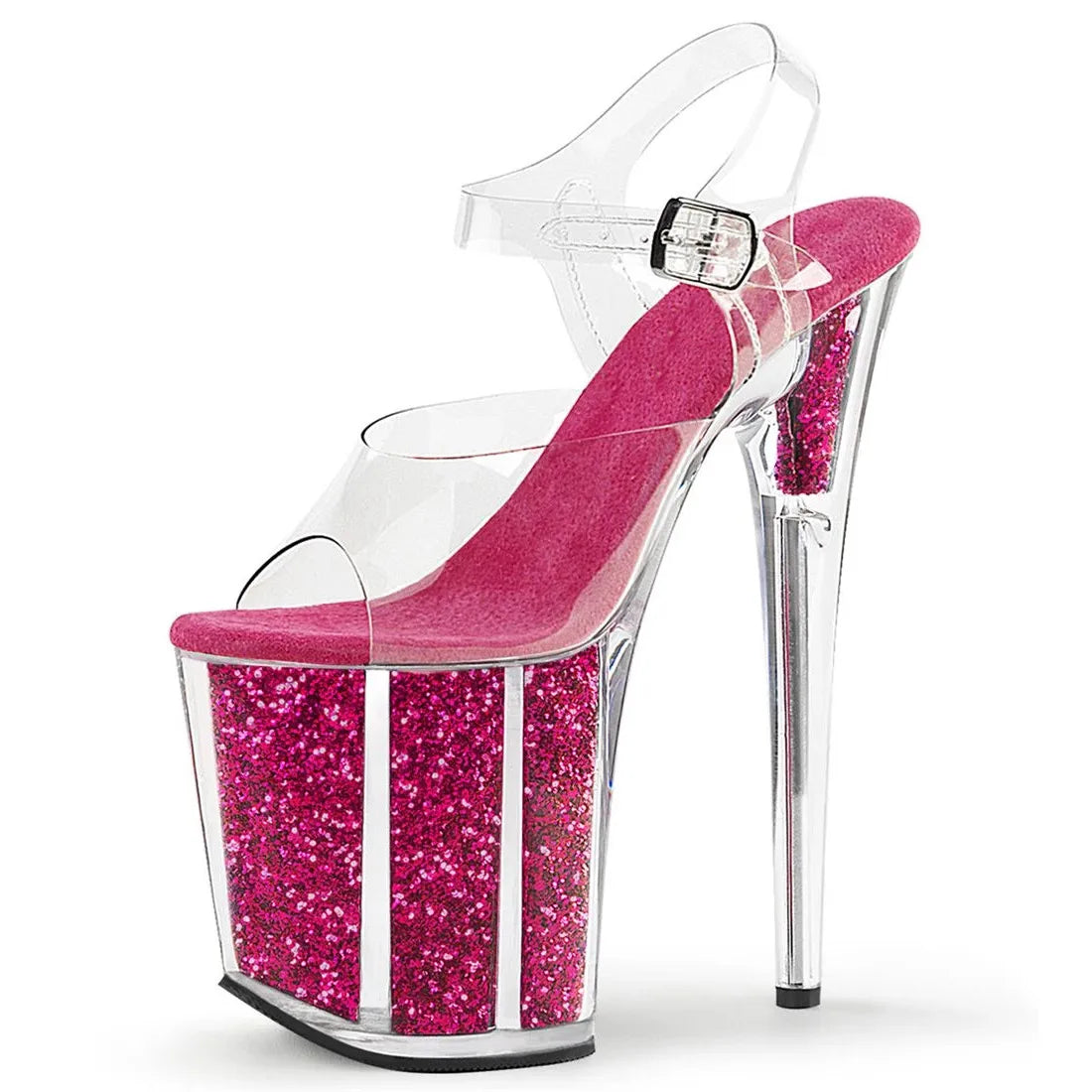 20CM Crystal Sequin Platform Heels | Professional PVC Pole Dance Stilettos