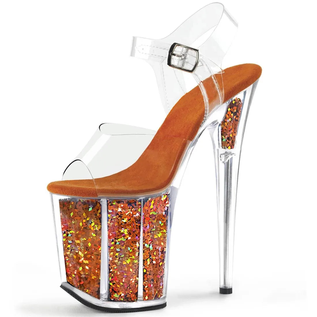 20CM Crystal Sequin Platform Heels | Professional PVC Pole Dance Stilettos