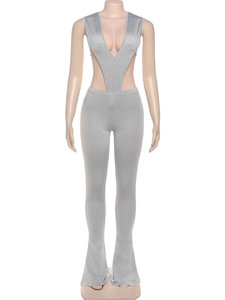 Aura Seamless Hipster Set | Sexy Deep V-Neck Bodysuit & Sleek Leggings 2-Piece Outfits