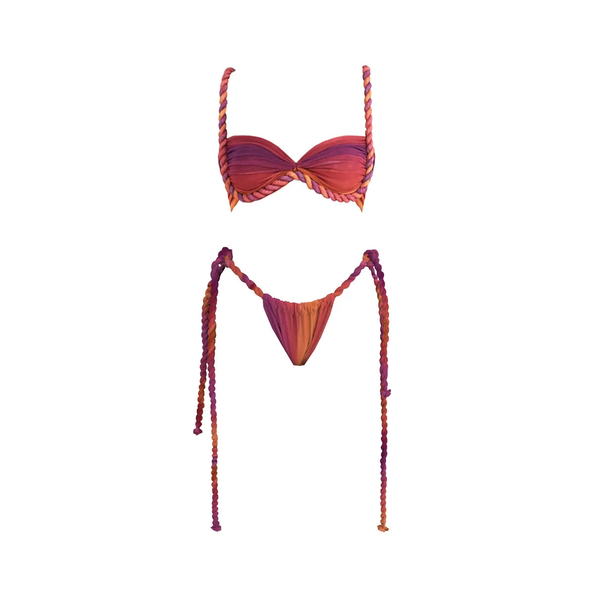 3-Piece Sexy Crochet Bikini Set | Halter Push-Up Swimsuit & Strappy Beachwear Bodysuit