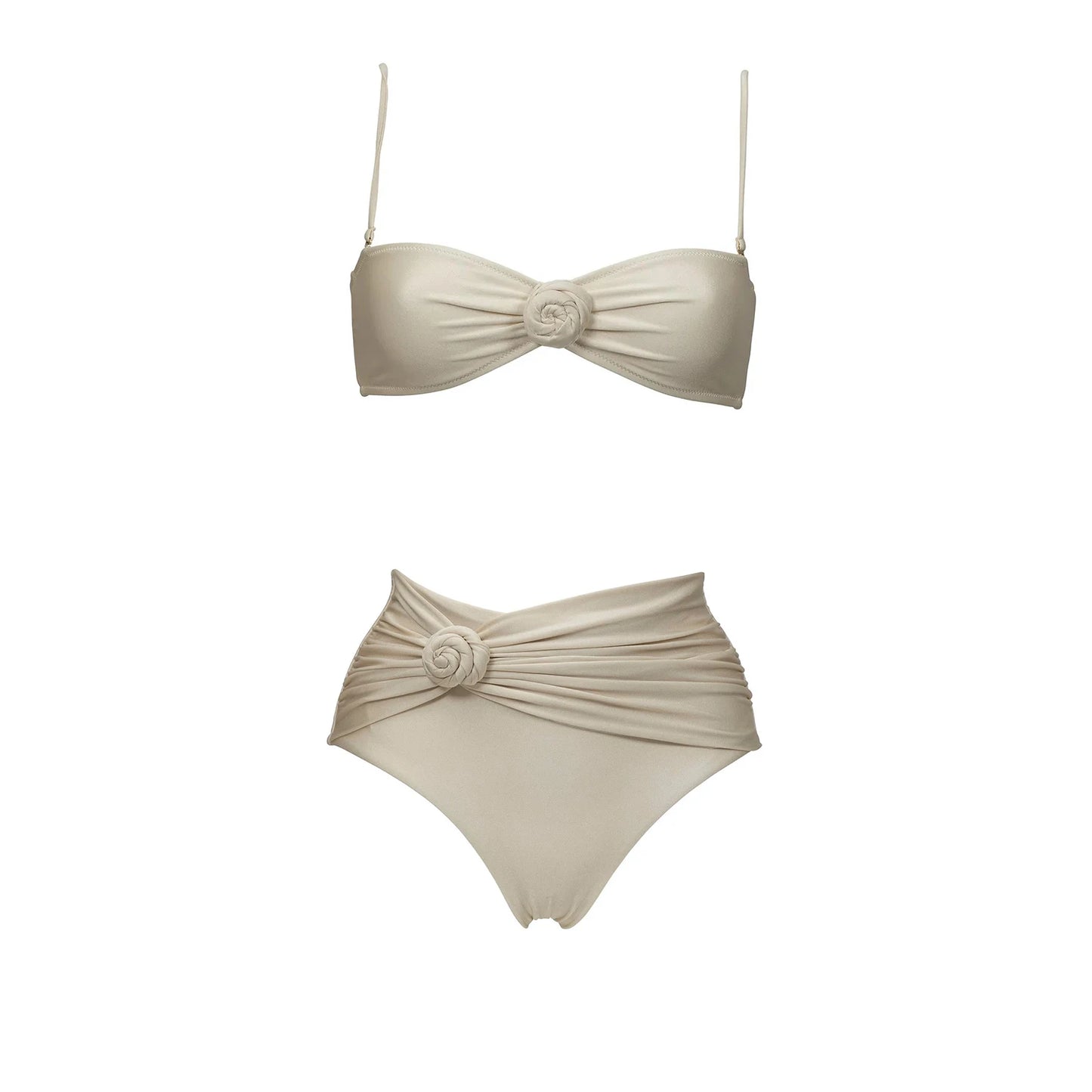 3-Piece 3D Floral Bikini Set | Push-Up Swimsuit with Matching Mesh Cover-Up Skirt