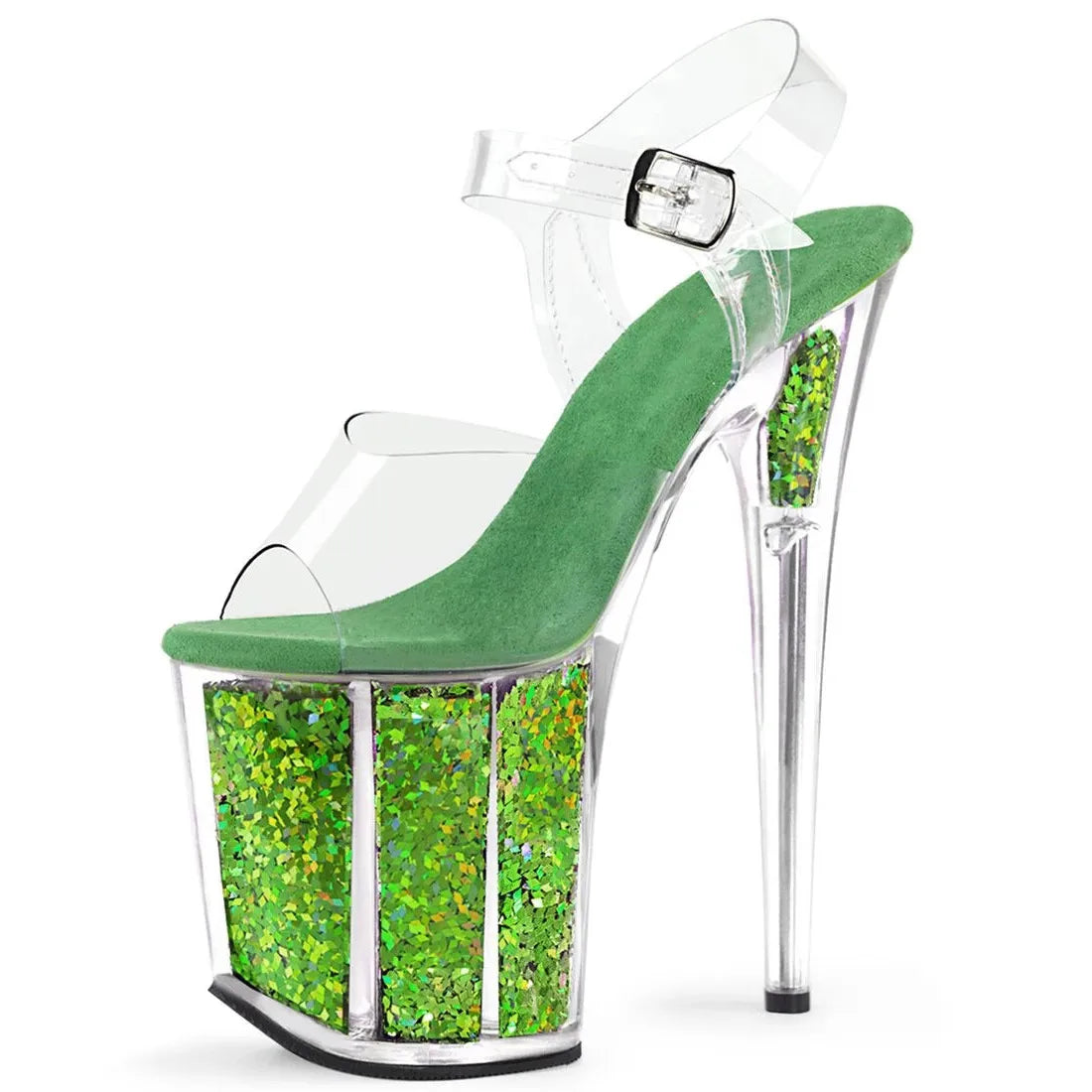 20CM Crystal Sequin Platform Heels | Professional PVC Pole Dance Stilettos