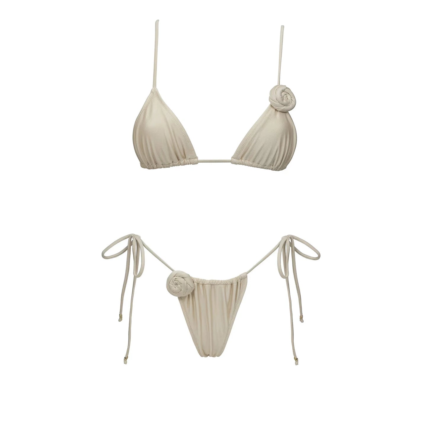 3-Piece 3D Floral Bikini Set | Push-Up Swimsuit with Matching Mesh Cover-Up Skirt