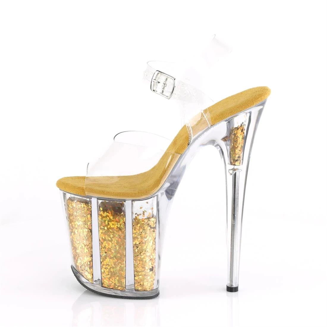20CM Crystal Sequin Platform Heels | Professional PVC Pole Dance Stilettos