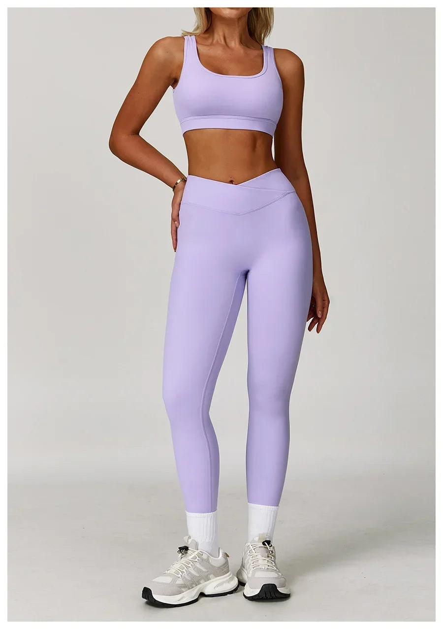 2-Piece Sculpting Yoga Set | High-Waisted Seamless Leggings & Performance Top