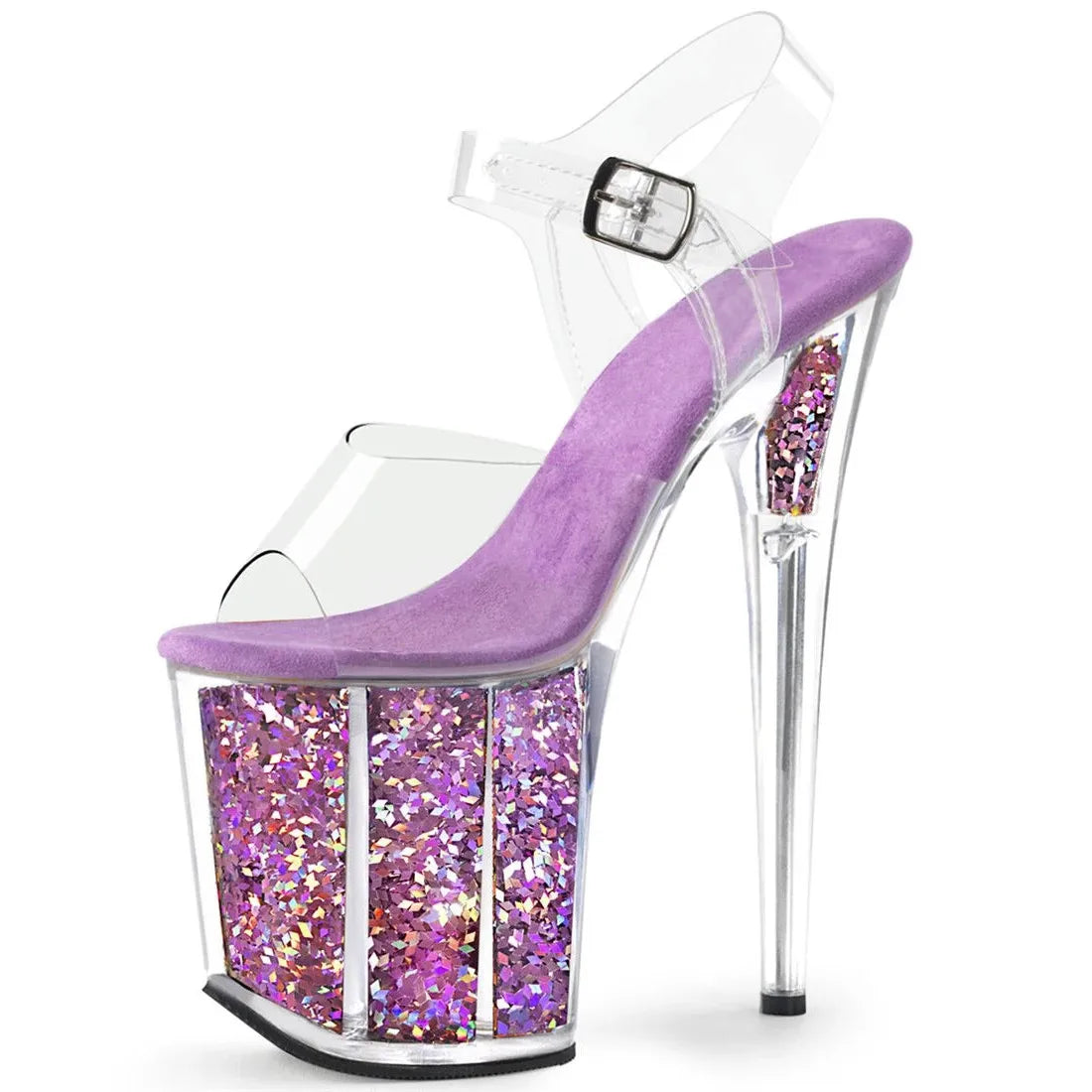 20CM Crystal Sequin Platform Heels | Professional PVC Pole Dance Stilettos
