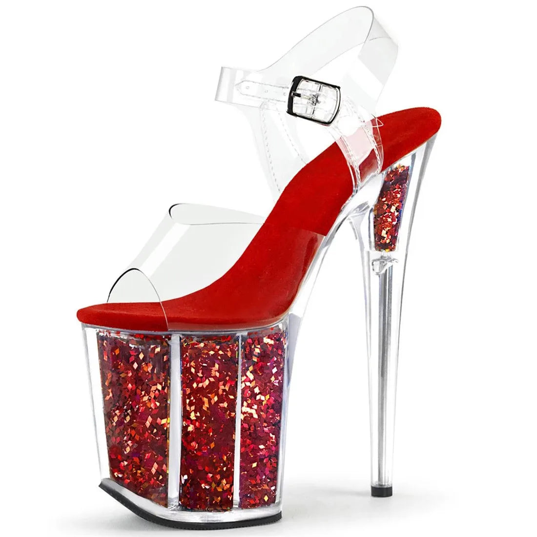 20CM Crystal Sequin Platform Heels | Professional PVC Pole Dance Stilettos