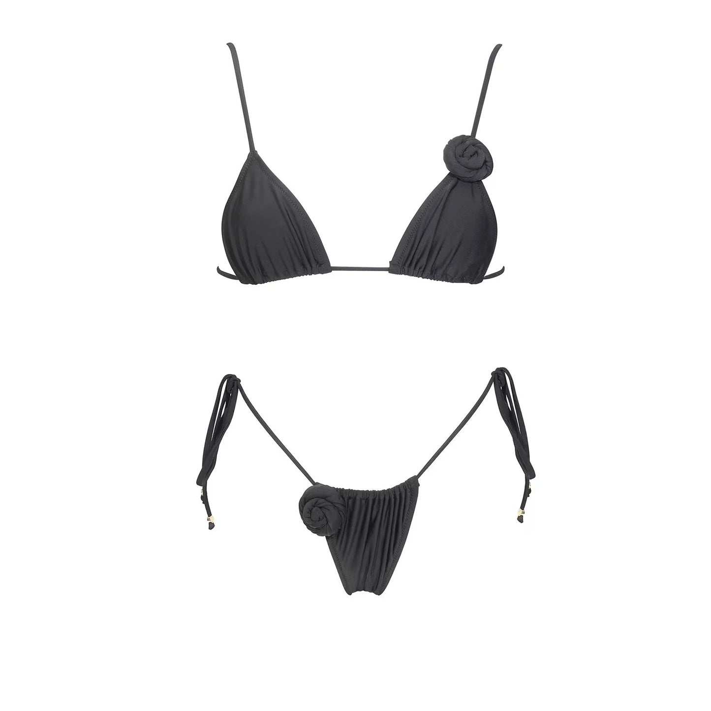 3-Piece 3D Floral Bikini Set | Push-Up Swimsuit with Matching Mesh Cover-Up Skirt